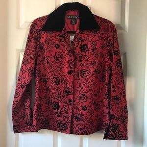 Red silk & velvel top